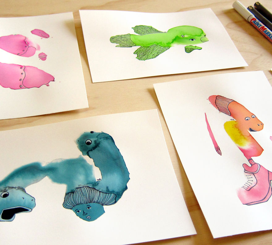 Imagino: I Turn Watercolor Splashes Into Cute Characters