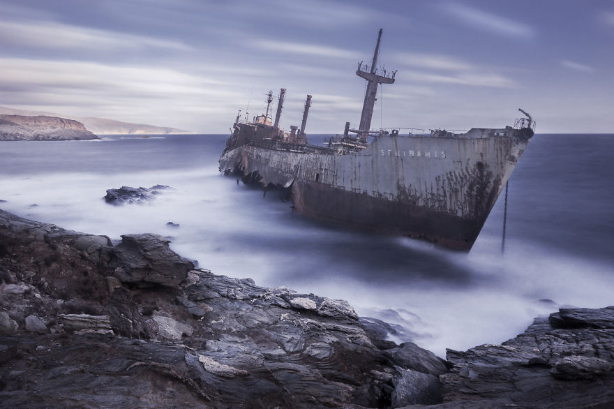 Semiramis, Wrecked Ship In Andros Island, Greece