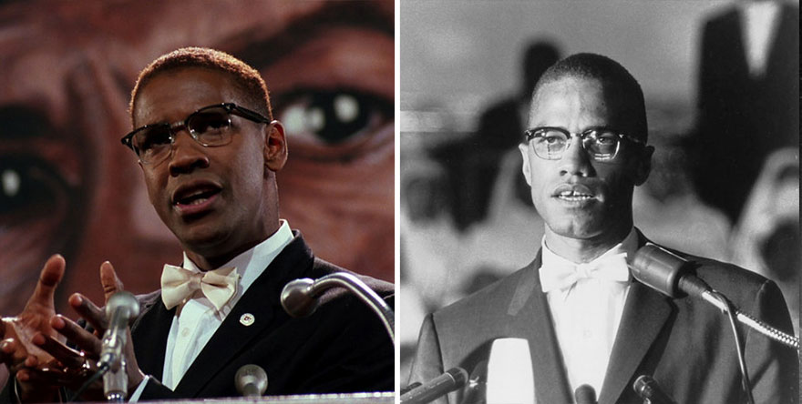 Denzel Washington as Malcolm X in Malcolm X