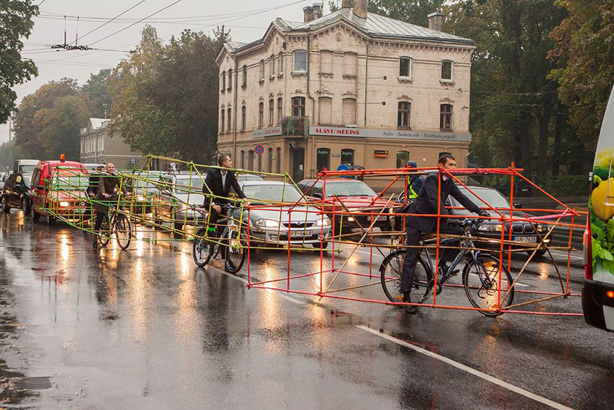 Latvian Cyclists Show How Much Space Bikes Save