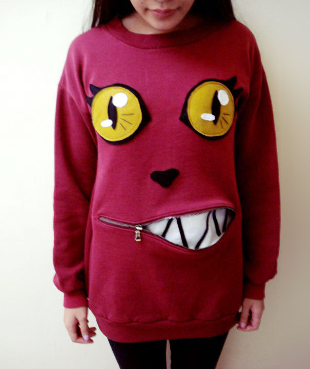 Awesome Zipper-Mouth Cat Sweater That You Can Actually Make 