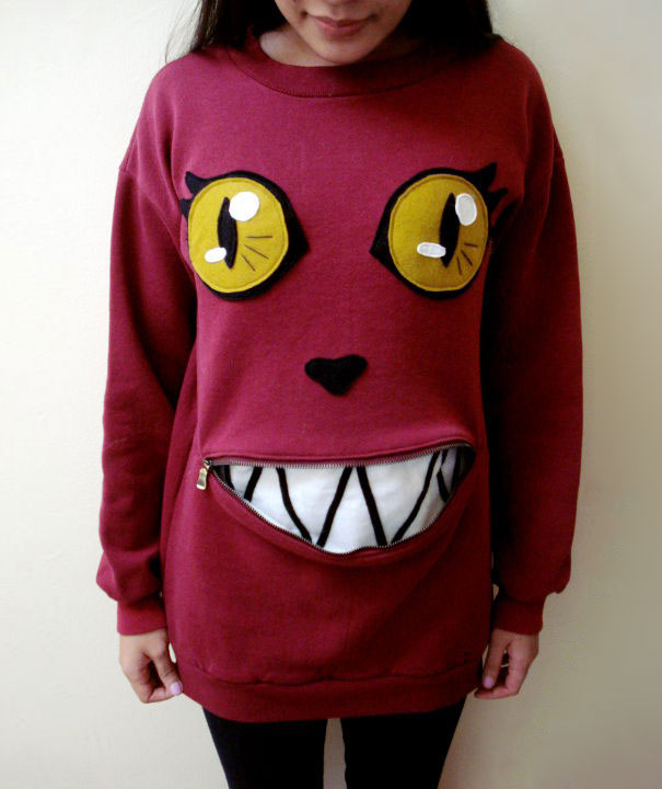 Awesome Zipper-Mouth Cat Sweater That You Can Actually Make 