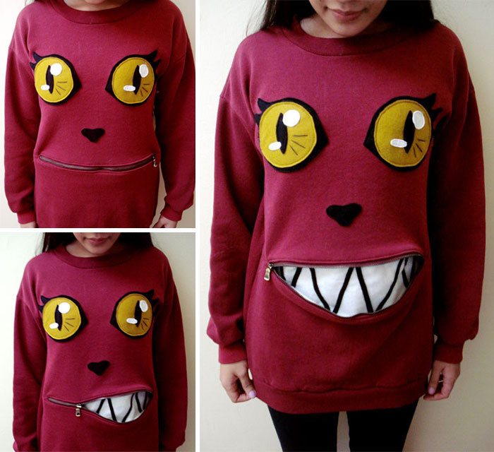 Awesome Zipper-Mouth Cat Sweater That You Can Actually Make