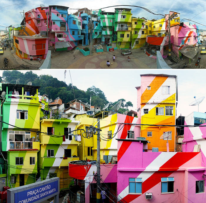 Painted Favela In Santa Marta, Rio De Janeiro, Brazil