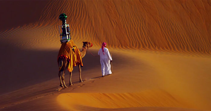 Google Uses A Camel To Capture Street Views In The Liwa Desert