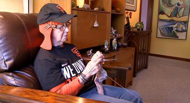 Grandmother Battling Cancer Knits Herself New Hair