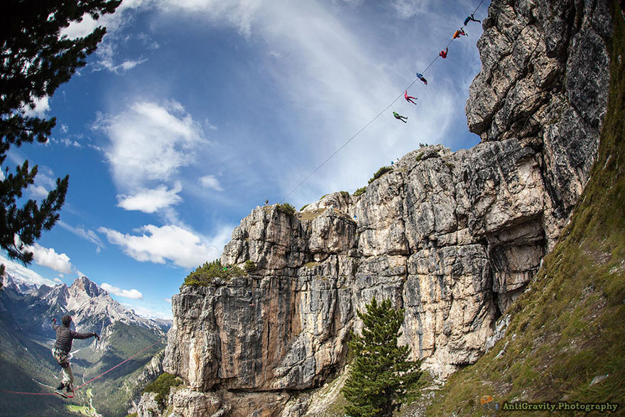 People At This Festival Slept On Hammocks Hanging Hundreds Of Feet Above The Italian Alps