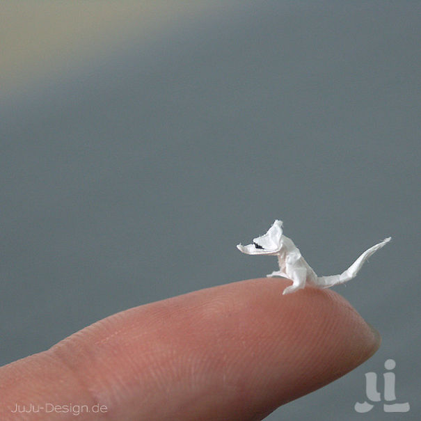 Unbelieveably Tiny Pieces Of Origami That Fit On The Tip Of Your Finger