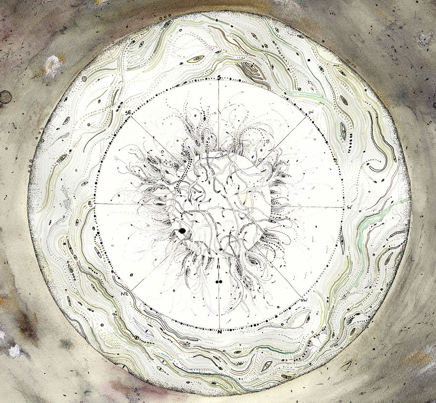 Awakening Planets & Maps Show Artist's Mental Journeys When Starting Healing & Spiritual Growth