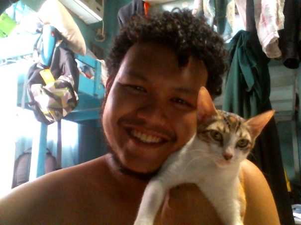 Cat Cuddling Selfie