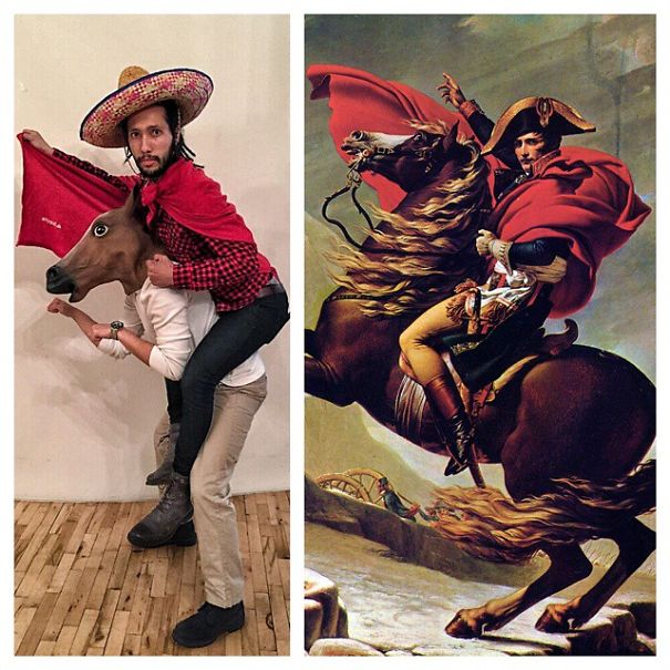 Two Fools Recreate Famous Painting Using Office Supplies