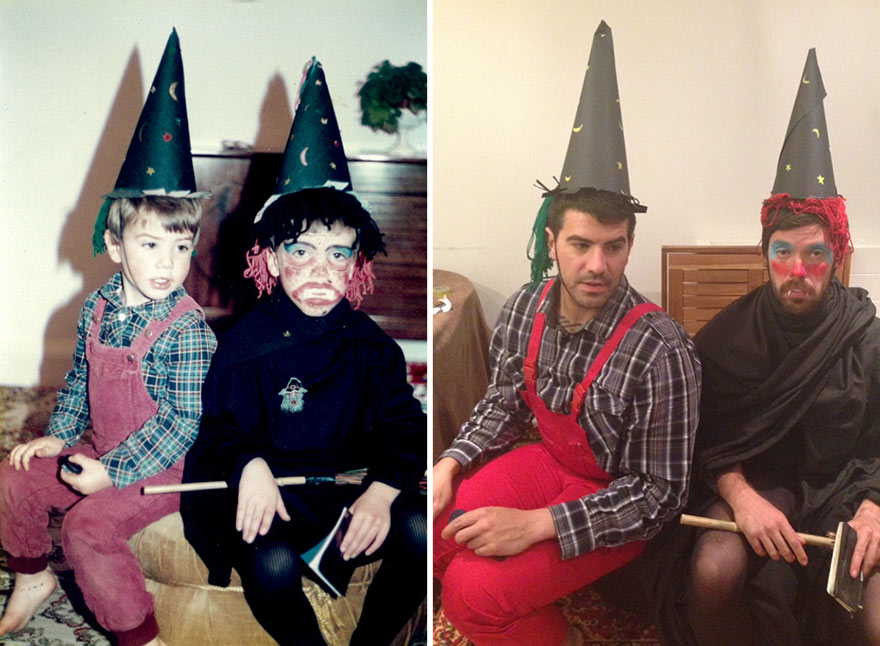 Two Brothers Recreated Their Childhood Photos For Parents' Wedding Anniversary