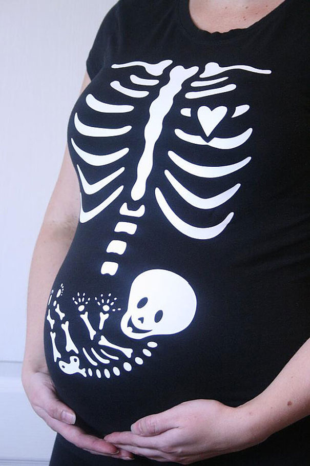 Womens skeleton creative shirt - Halloween Themed Maternity T-shirt