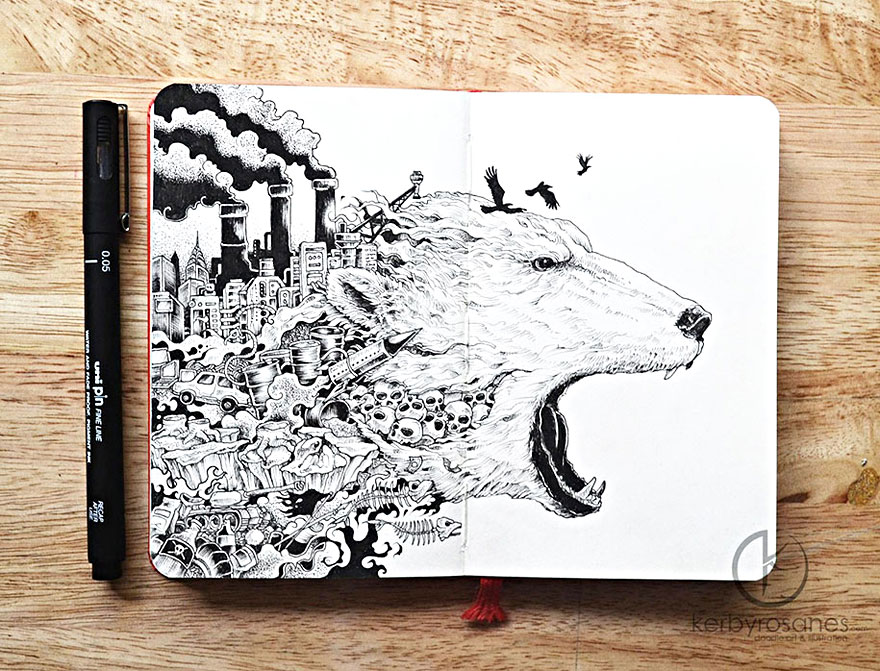 New Incredibly Detailed Pen Doodles By Kerby Rosanes