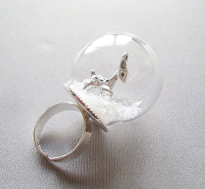 Bambi Snow Globe Ring