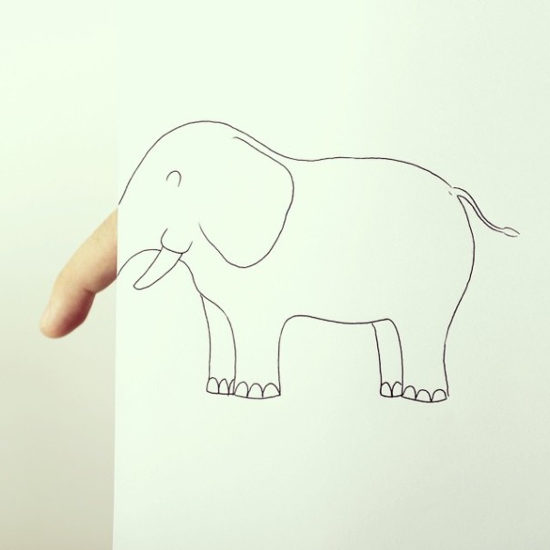 Artist Creates Cute Drawings Out Of His Own Fingers