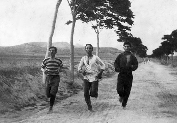 Three Men Run In The Marathon At The First Modern Olympic Games, 1896