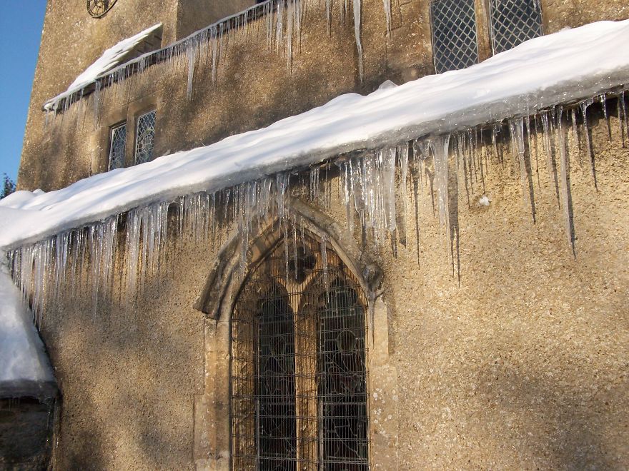 Icicles On Church Roof