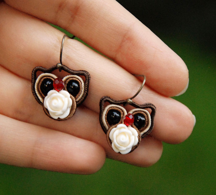 Fiber Owl Earrings