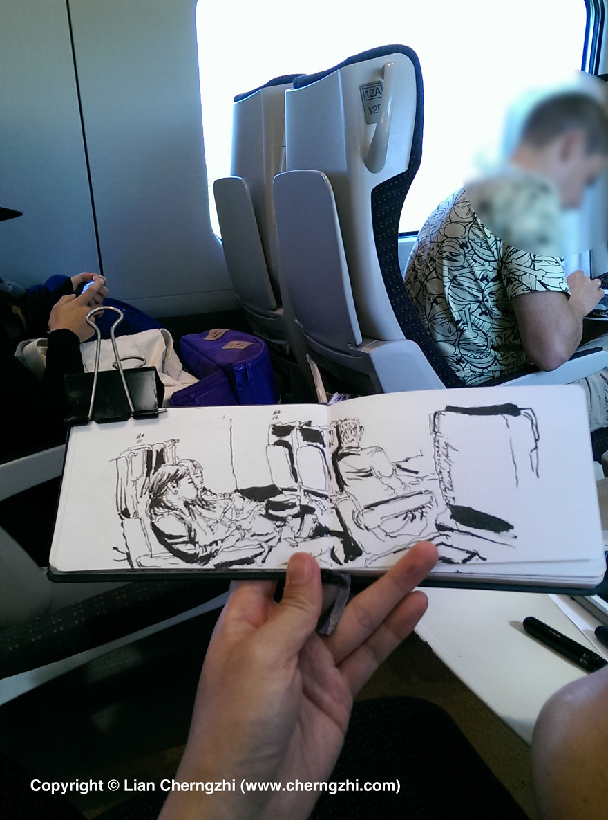 Man Who Sketched On Every Single Bus, Train And Airplane He Boarded.