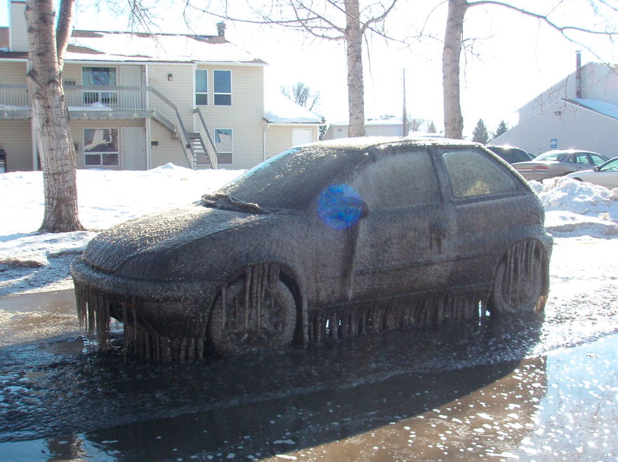 Frozen Muddy Car