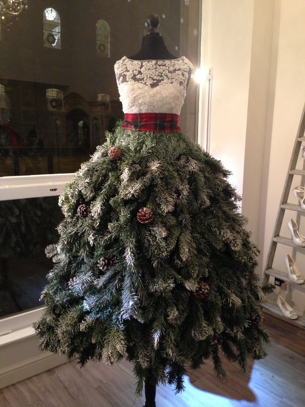 Christmas Tree Dress - Karen Elizabeth Bridal Window Display