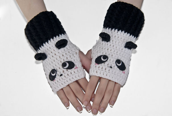 Panda Fingerless Gloves