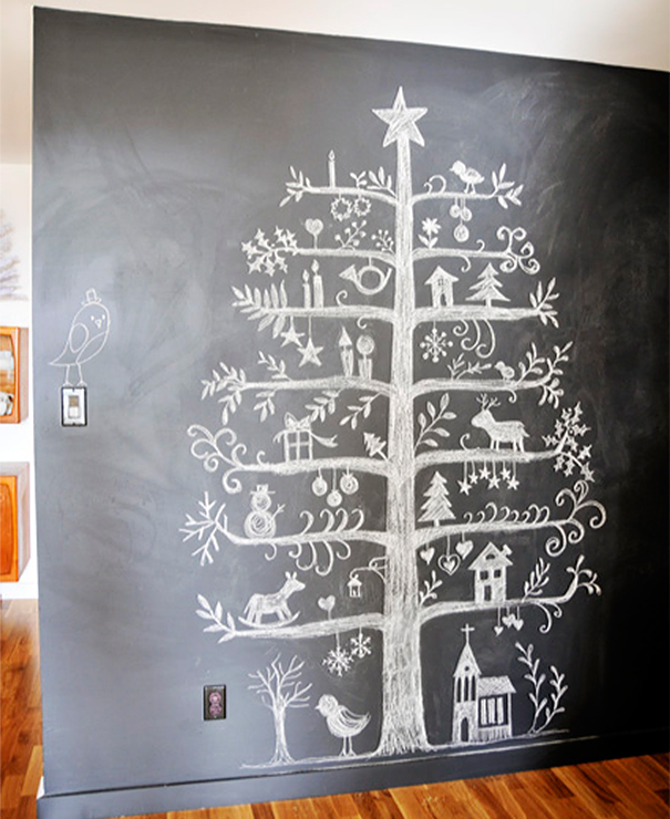 Christmas Tree Drawn On A Blackboard