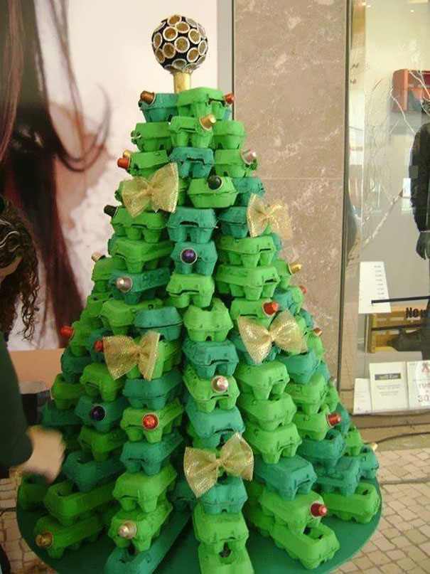 Christmas Tree From Used Egg Boxes