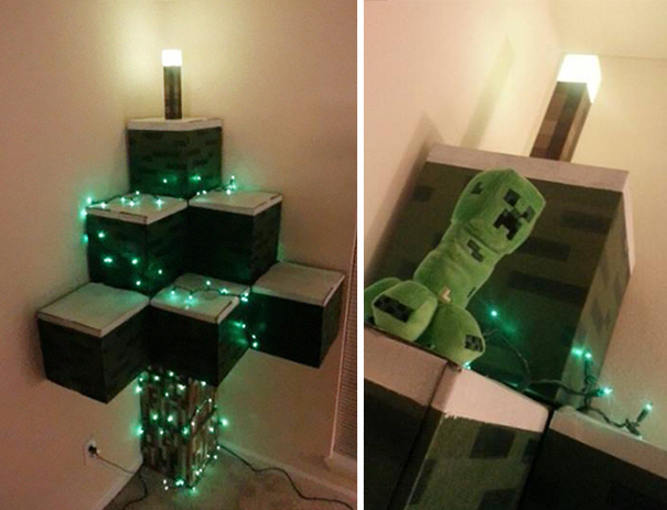Minecraft-Inspired Christmas Tree