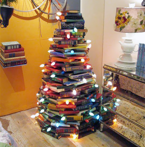 Stacked Books Christmas Tree