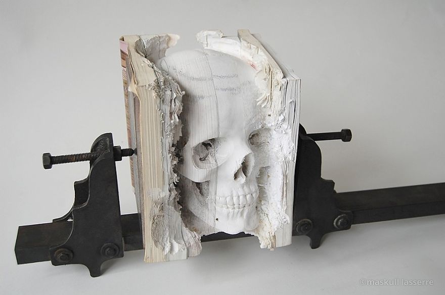 Skull Book Sculpture