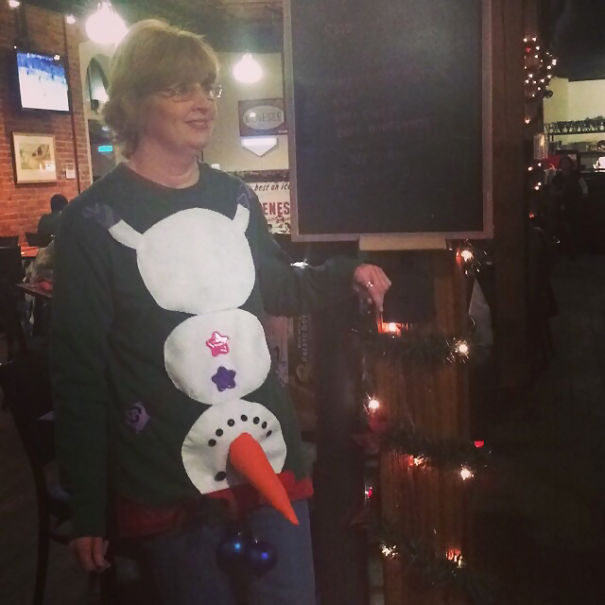 The Snow Man Upside-Down Inappropriate Ugly Christmas Sweater