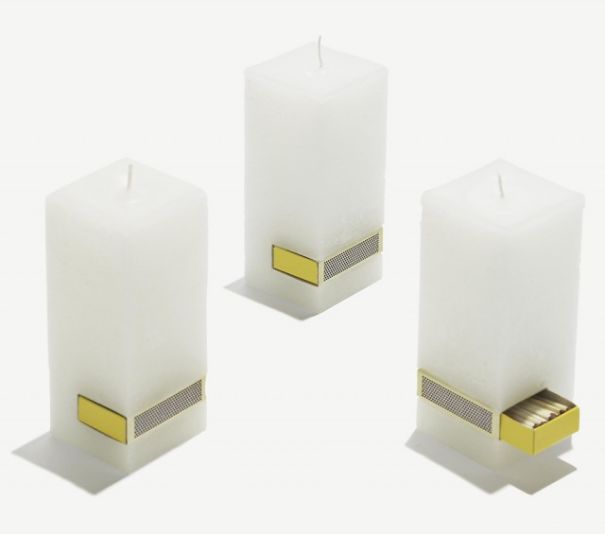 Candle That Comes With A Matchbox Attached