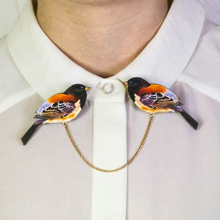 Bird Wooden Collar Clips