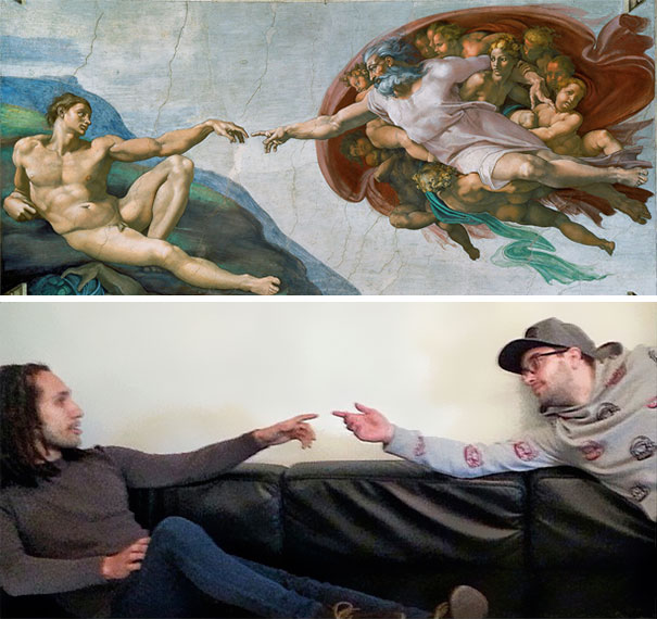 Two Bored Coworkers Recreate Famous Paintings Using Their Office Supplies