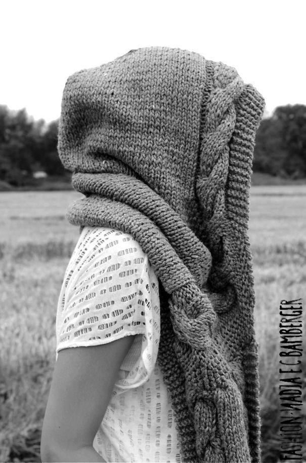 Hand-knitted Hooded Scarf
