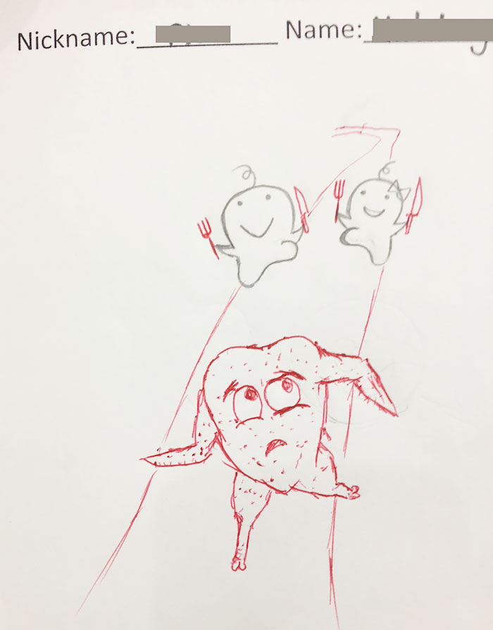 Teacher Finishes Student Drawings