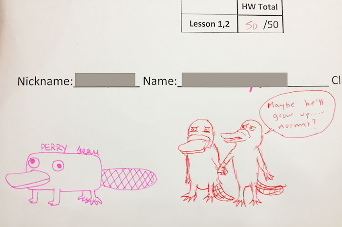 Teacher Finishes Student Drawings