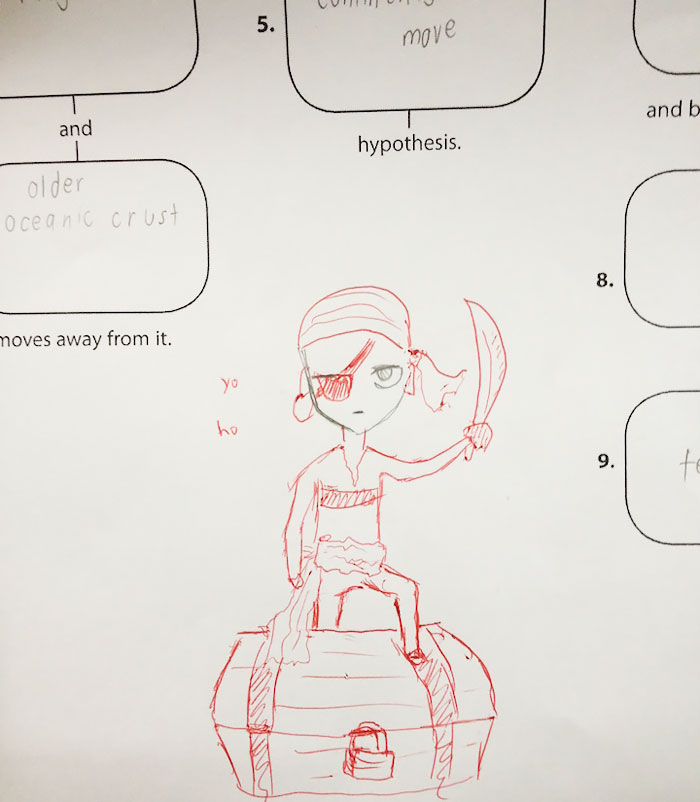 Teacher Finishes Student Drawings