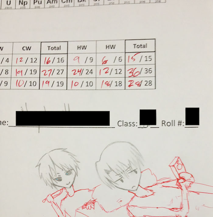 Teacher Finishes Student Drawings