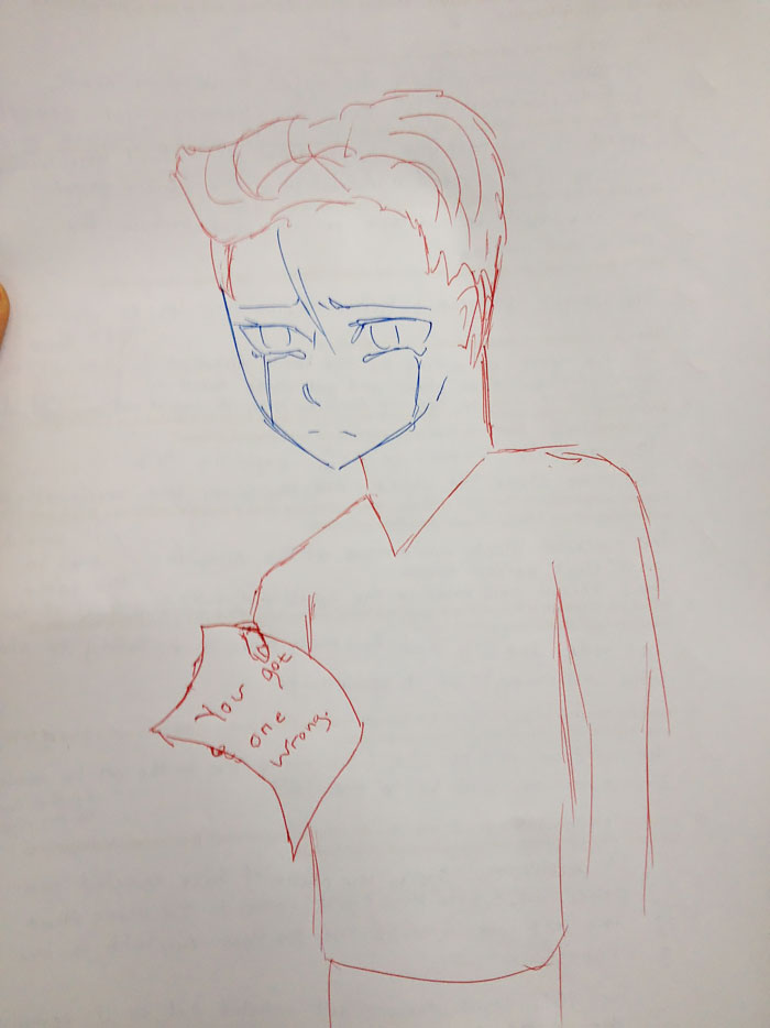 Teacher Finishes Student Drawings