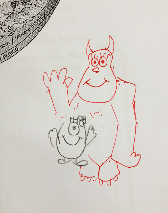 Teacher Finishes Student Drawings