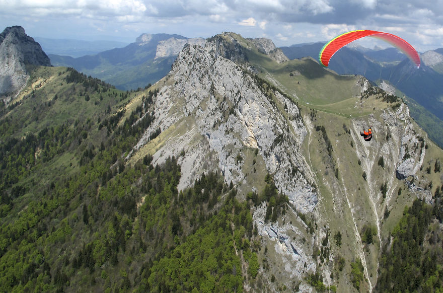 Tim Bishop Ahead Of Me On A Cross Country Paraglider Flight Near Annecy, France. Brian Steele.