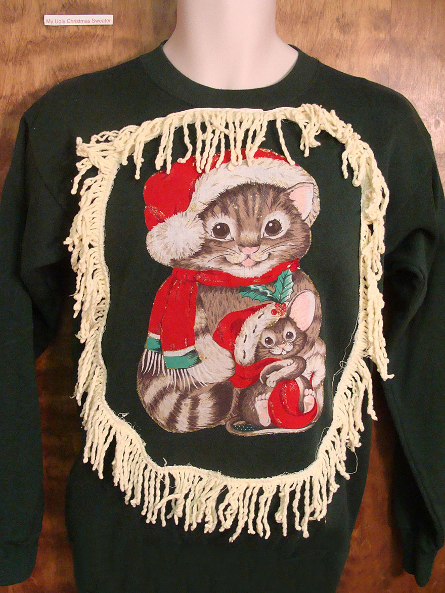 80's Cat And Kitten Christmas Sweater
