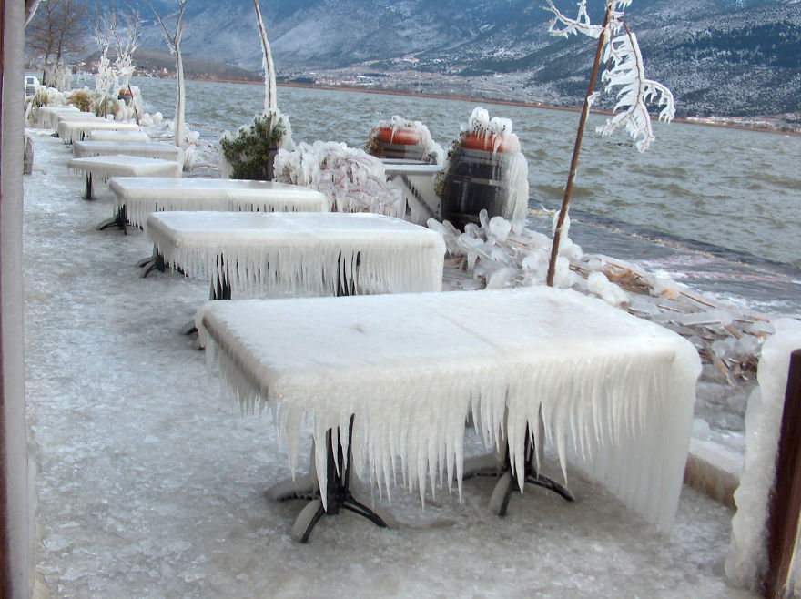 Side Tables, Lake, Ioannina, Greece.