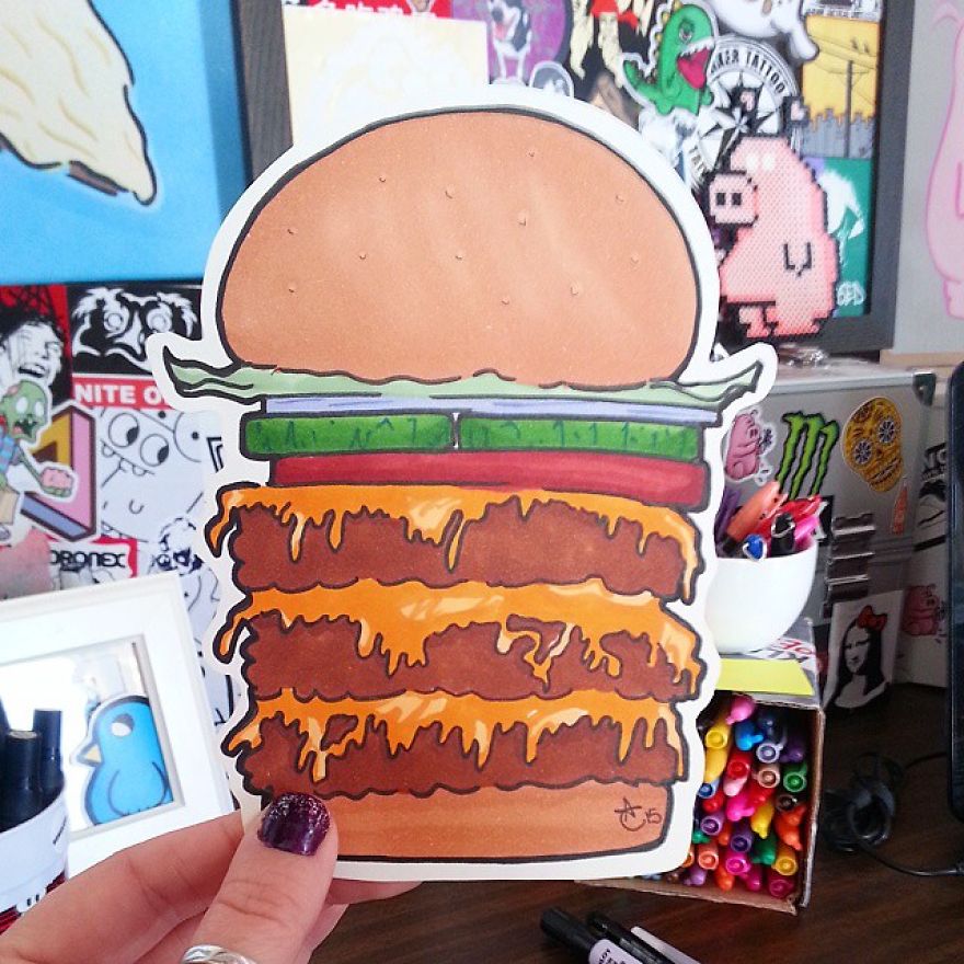 I Draw Cute Food Stickers With Pens And Markers