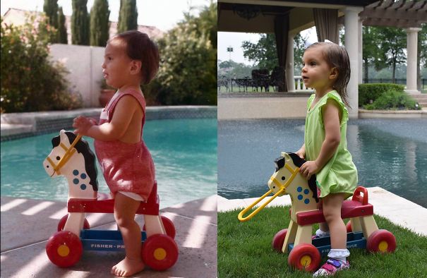 Dad (left) In 1977, Daughter (right) In 2014, Same Horse