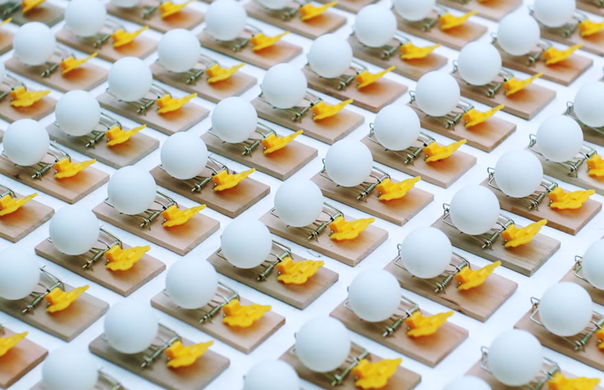 Watch 1,650 Mousetraps Set Off A Massive Ping-Pong Ball Chain Reaction