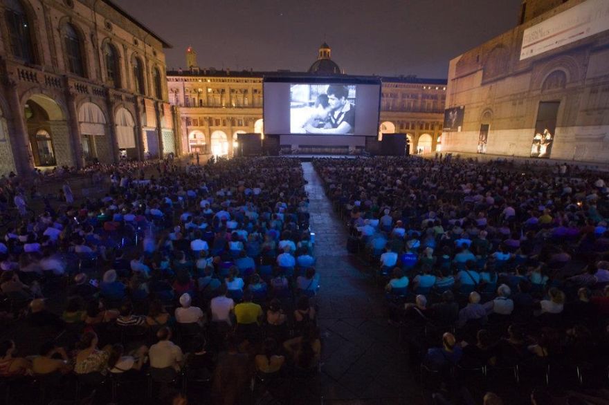 Sotto Le Stelle Del Cinema, Open-air Cinema In Bologna's Piazza Maggiore, Italy